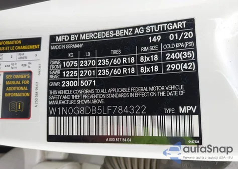 2020 Mercedes-Benz Glc 300 z USA, uszkodzony, nr VIN W1N0G8DB5LF784322